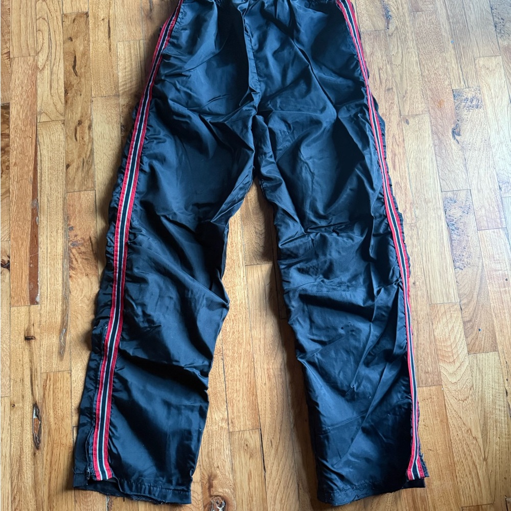 Black Track Pants with Red Stripes